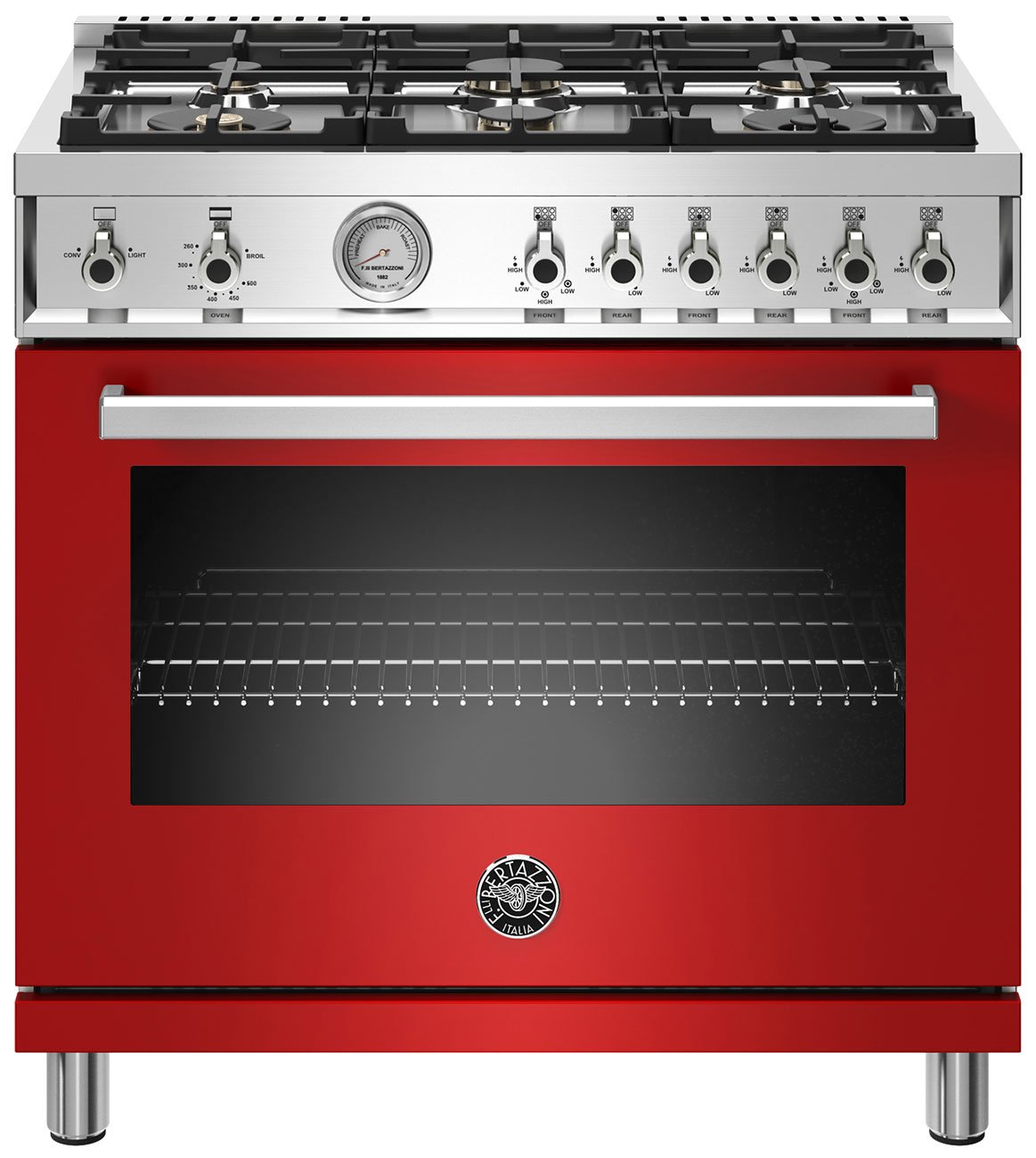 Bertazzoni | 36" Professional Series range - Gas oven - 6 brass burners | PROF366GASROT