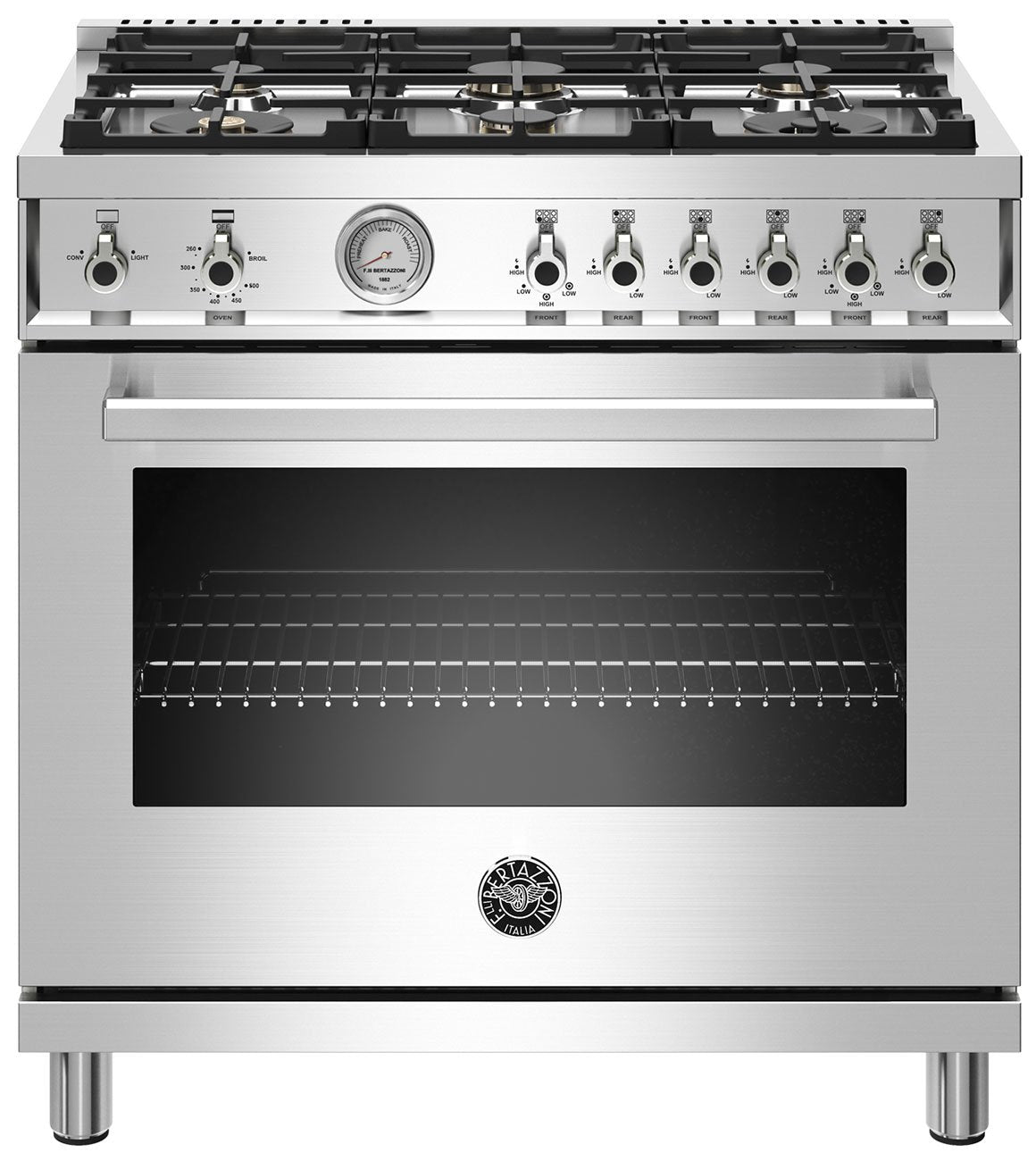 Bertazzoni | 36" Professional Series range - Gas oven - 6 brass burners | PROF366GASXT