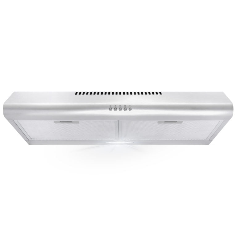 Cosmo - 5MU30 30 in. Under Cabinet Range Hood with Ducted / Ductless Convertible Duct, Slim Kitchen Stove Vent with, 3 Speed Exhaust Fan, Reusable Filter and LED Lights in Stainless Steel | COS-5MU30