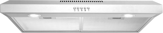 Cosmo - 5U30 30 in. Under Cabinet Range Hood with Ducted / Ductless Convertible Slim Kitchen Over Stove Vent, 3 Speed Exhaust Fan, Reusable Filter, LED Lights in Stainless Steel | COS-5U30