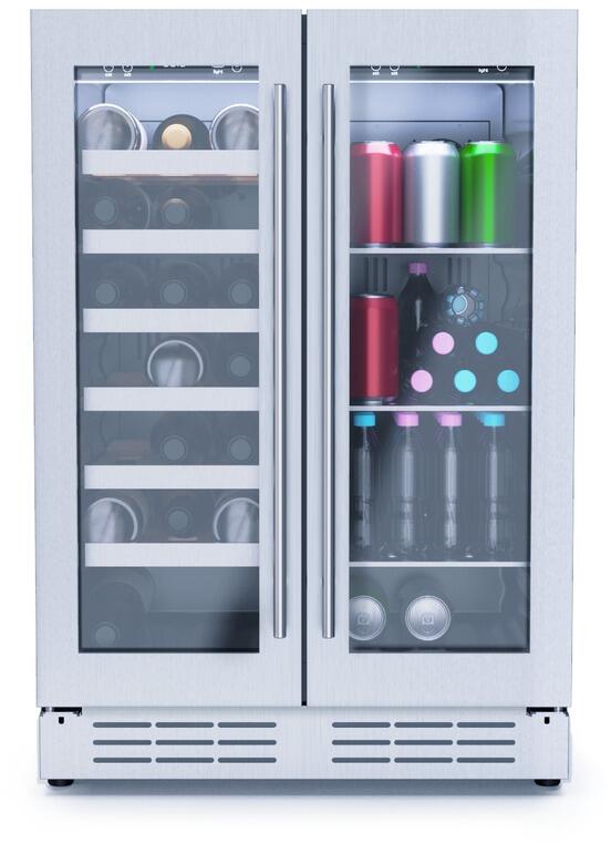 Elica -  French Door, Dual Zone, Beverage and Wine Center, 23 7/16" W x 22 1/4" D x 33-34" H, 4.4 cu/ft   - Undercounter Refrigerator | EBF52SS1