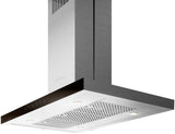 Elica - MAGGIORE - Techne - 36" W x 27" D x 2 3/8" H, 600 CFM, Stainless & Black Glass - Island Hoods | EMG636S1