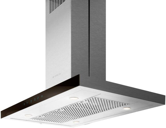 Elica - MAGGIORE - Techne - 42" W x 27" D x 2 3/8" H, 600 CFM, Stainless & Black Glass - Island Hoods | EMG642S1