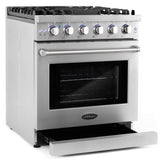 Cosmo - EPGR304 30 in. Slide-In Freestanding Gas Range with 5 Sealed Burners, Cast Iron Grates, 4.5 cu. ft. Capacity Convection Oven in Stainless Steel | COS-EPGR304