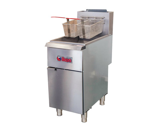 IKON COOKING - Commercial - 15" Natural Gas Freestanding Fryer w/ Millivolt Thermostat, 55 lbs Capacity - IGF-40/50    NG