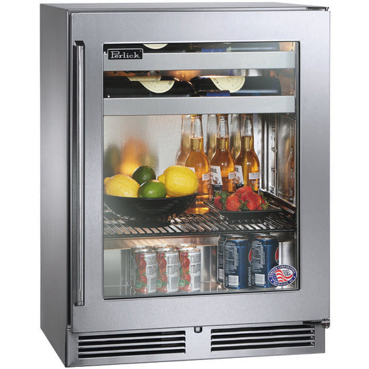 Perlick - Signature Series Sottile 18" Depth Indoor Beverage Center with fully integrated panel-ready glass door- HH24BS-4