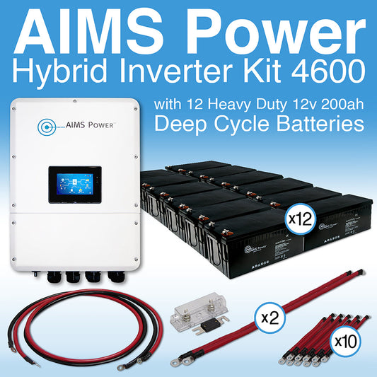 Aims Power - 4600 WATT HYBRID Inverter with 144 VDC 28,800 Watts of Battery - KITHY46BAT