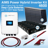 Aims Power - 4600 WATT HYBRID Inverter with 144 VDC 28,800 Watts of Batteries & 4,620 Watts of Solar - KITHY46BATSOL