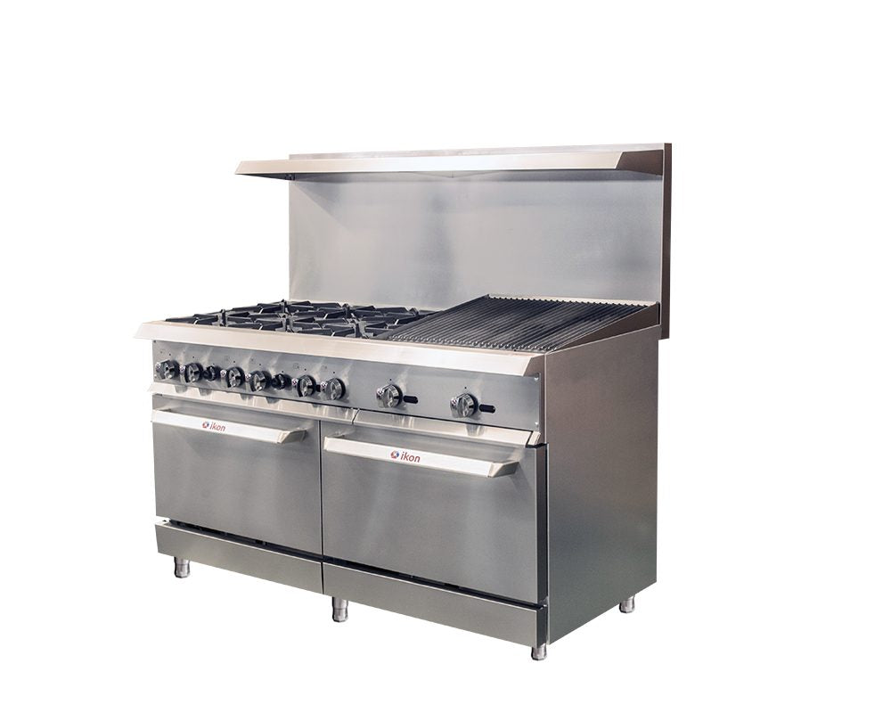 IKON COOKING - Commercial - 60" Liquid Propane Gas Range with 6 Burners, 24" Radiant Broiler and 2 Ovens - IR-6B-24RB-60