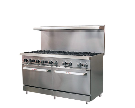 IKON COOKING - Commercial - 60" Liquid Propane Gas Range with 6 Burners, 2 Ovens and 24" Griddle - IR-6B-24MG-60