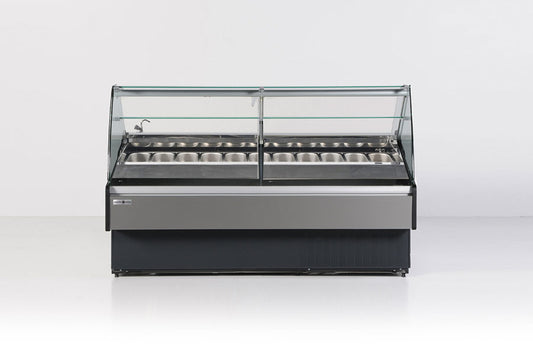 Hydra-Kool - Commercial - 58" Gelato Case with 16 Pan Capacity, Curved Glass - KFM-GL-60-S