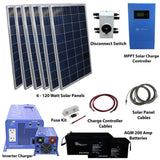 Aims Power - 720 WATT SOLAR WITH 1000 WATT PURE SINE POWER INVERTER CHARGER 12VDC 120VAC - KITB-1K12120-B1-1