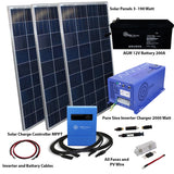 Aims Power - 570 WATT SOLAR WITH 2000 WATT INVERTER CHARGER OFF GRID / BACK UP - KITD-2KW12V570W