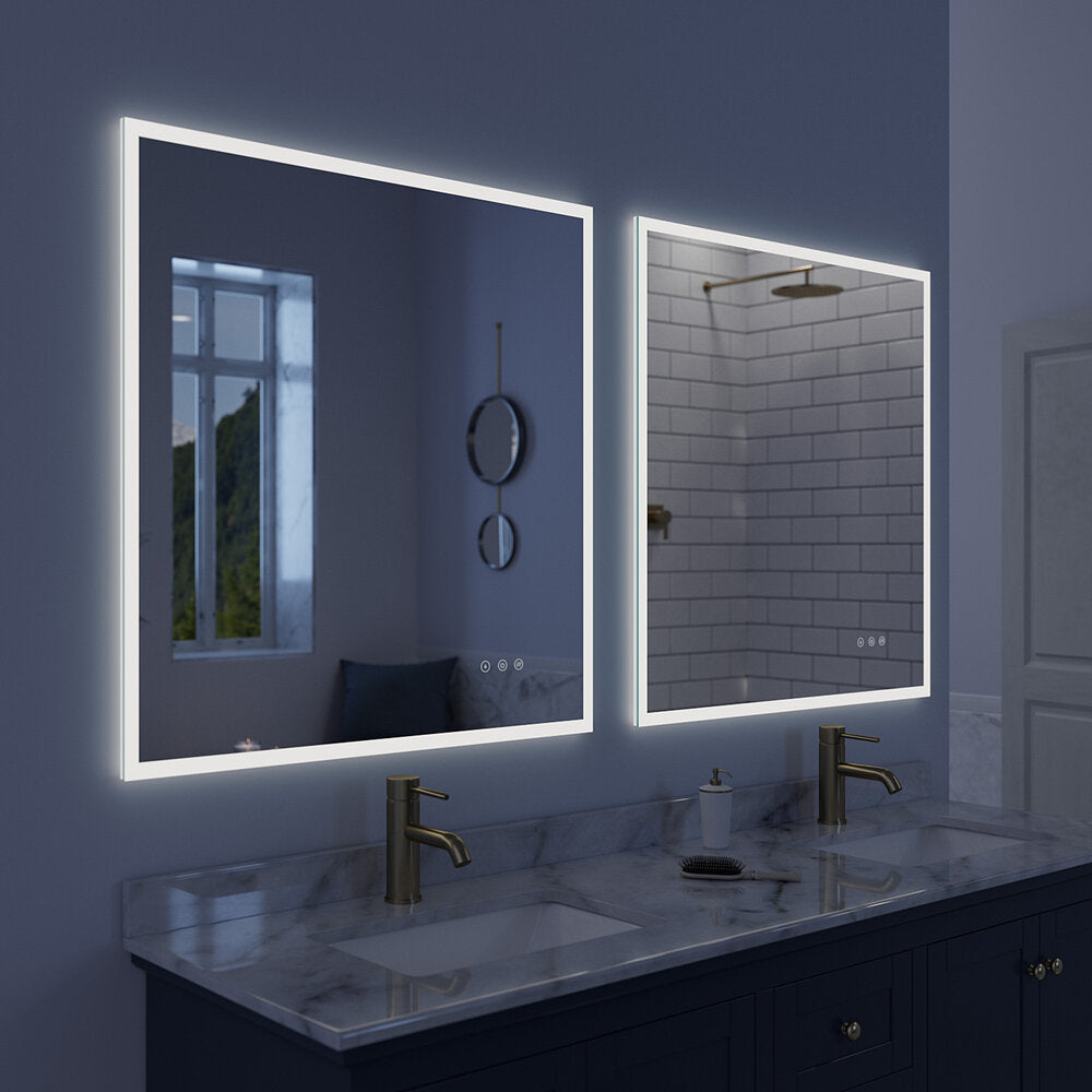 Arpella - Lucent 34 in. x 36 in. Wall Mounted LED Vanity Mirror with Color Changer, Memory Dimmer and Defogger - LEDCM3436