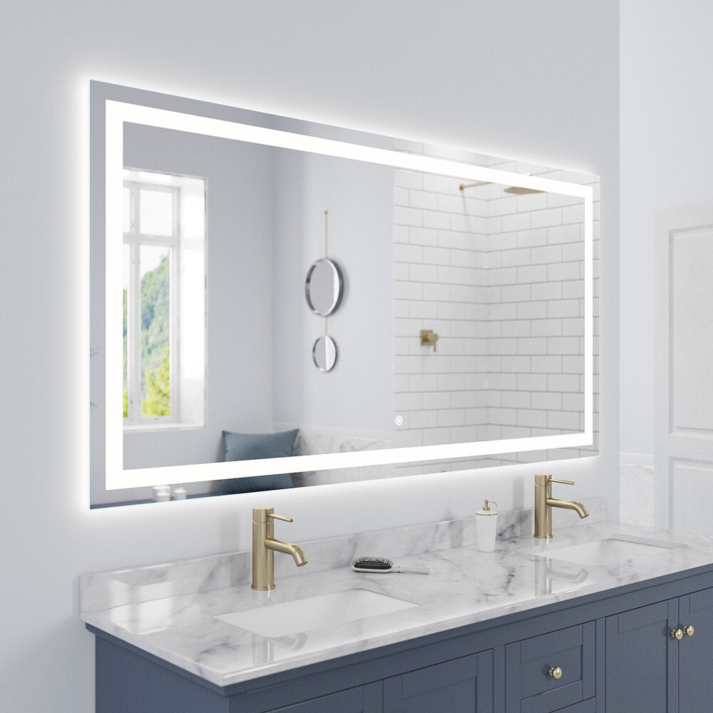 Arpella - Lumina 70 in. x 36 in. LED Lighted Vanity Mirror with Built-In Dimmer and Anti-Fog Feature - LEDSM2070