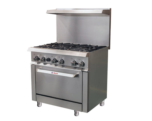 IKON COOKING - Commercial - 36" Natural Gas Range with 6 Burners and Oven - IR-6-36