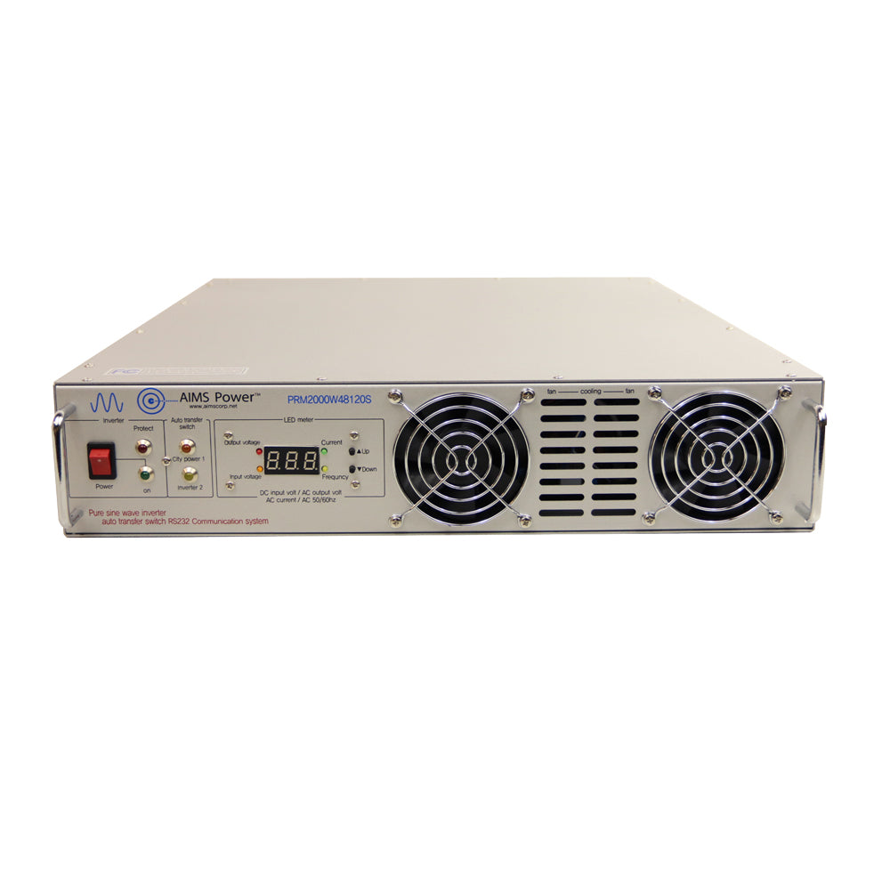 Aims Power - 2000 Watt Pure Sine Rackmount Inverter - 48 VDC 120 VAC 60Hz - PRM2000W48120S