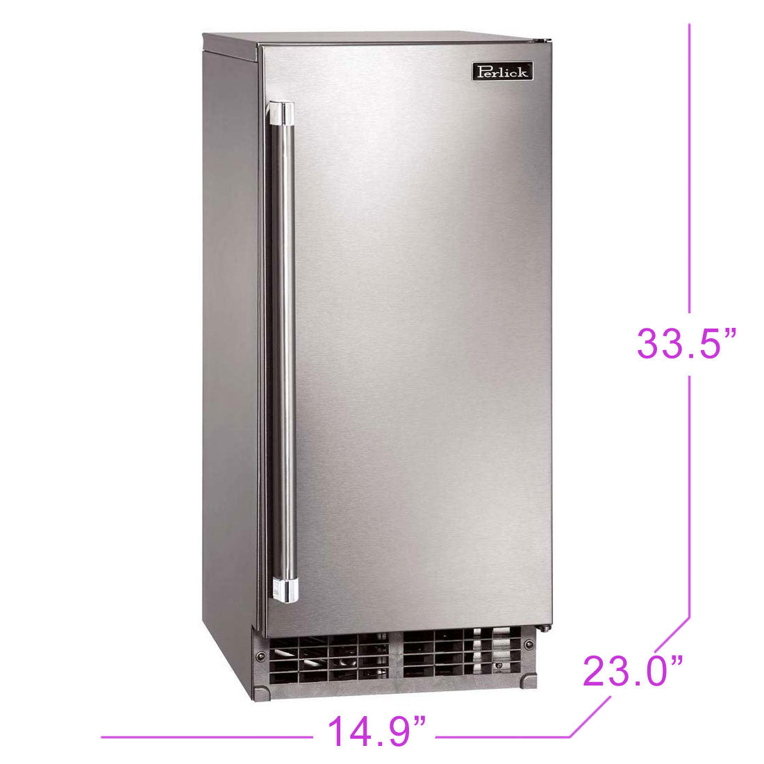 Perlick - 15" Signature Series Clear Ice Maker with stainless steel solid door- H50IMS-L