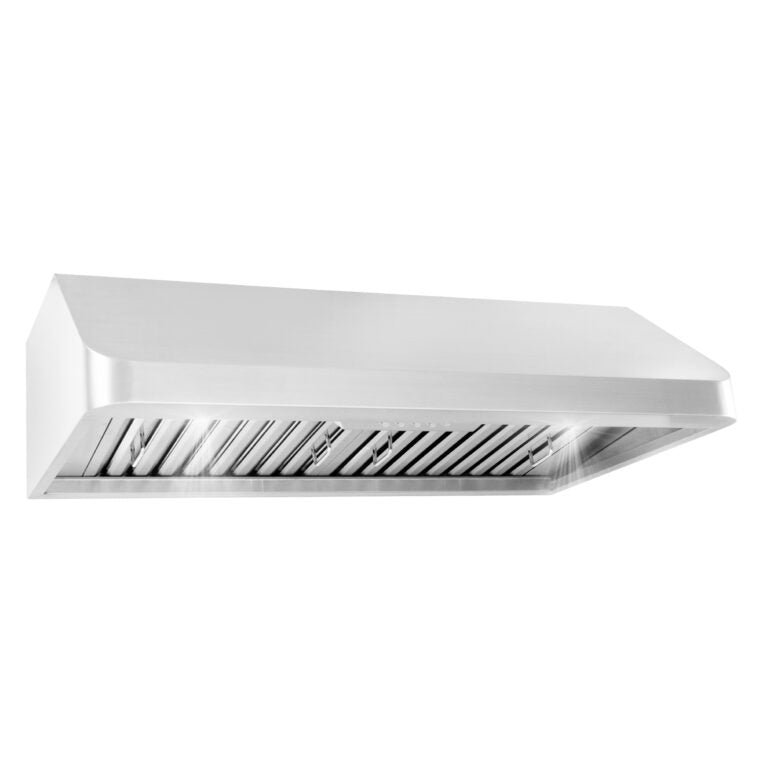 Cosmo - QB90 36 in. Under Cabinet Range Hood with Push Button Controls, Permanent Filters, LED Lights, Convertible from Ducted to Ductless (Kit Not Included) in Stainless Steel | COS-QB90