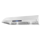 Cosmo - 48 in. Ducted Under Cabinet Range Hood with Soft-Touch Controls, Permanent Filters, 4-Speed Fan, LED Lights in Stainless Steel | COS-QS48