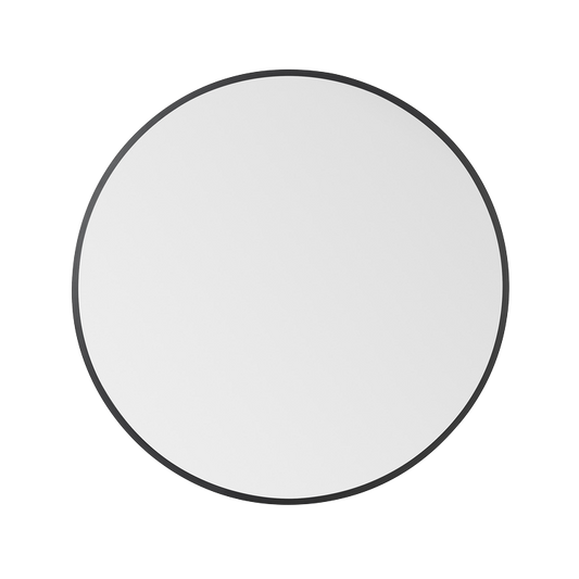 Arpella - Nuova 24 in. x 24 in. Framed Round Mirror in Matte Black - RDFM24MB