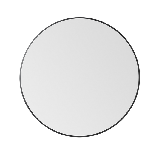 Arpella - Nuova 36 in. x 36 in. Framed Round Mirror in Matte Black - RDFM36MB