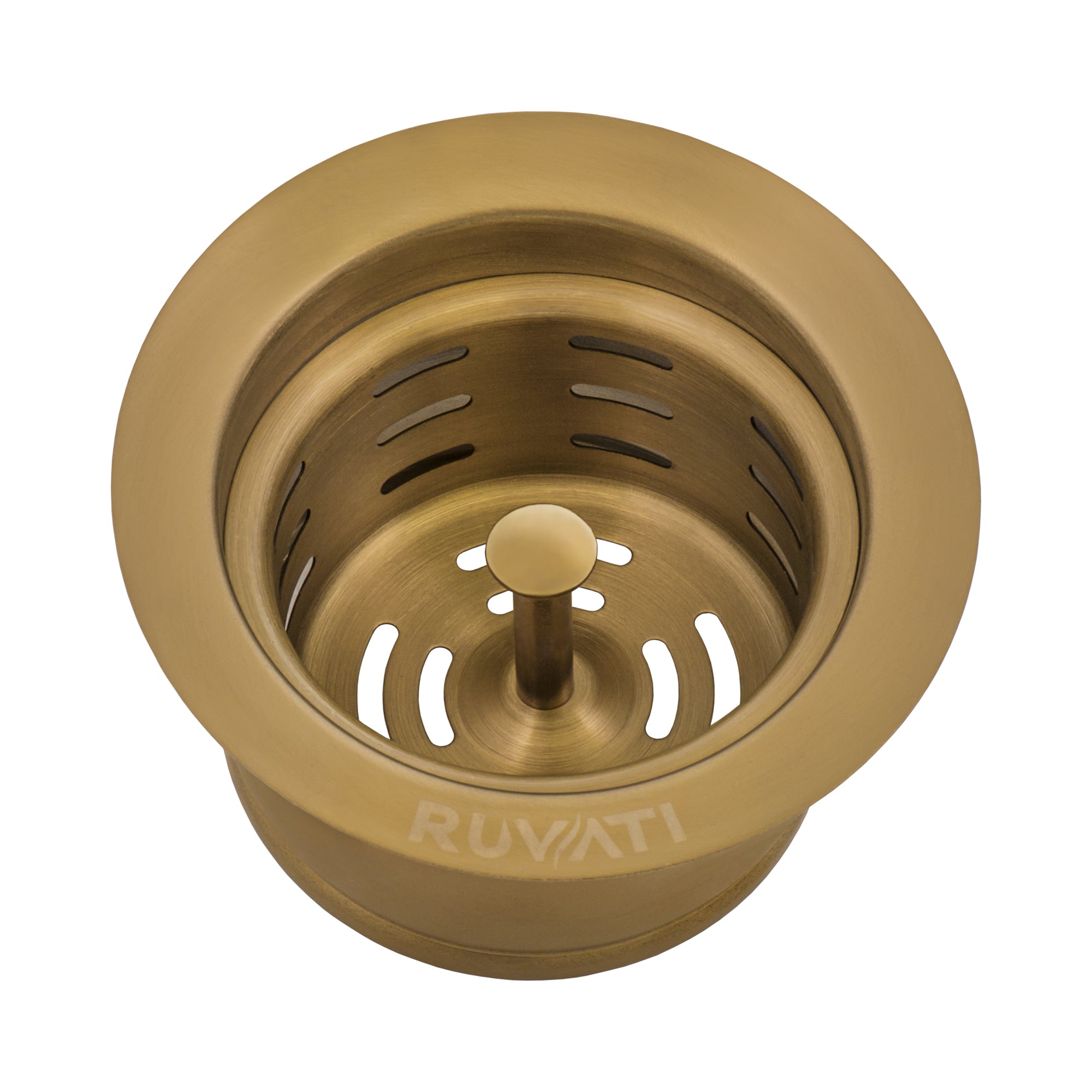 Ruvati Extended Garbage Disposal Flange with Deep Basket Strainer – Matte Gold Satin Brass – RVA1049GG