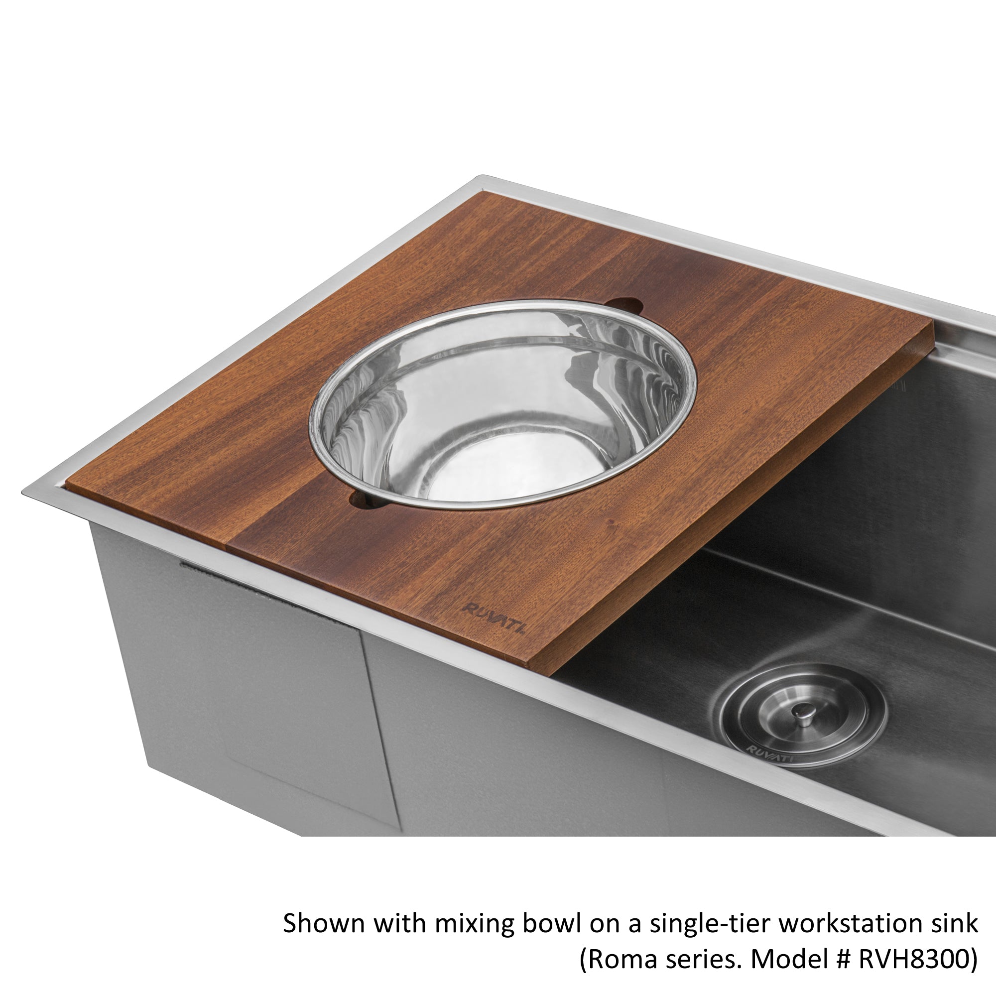 Ruvati 17 x 16 inch Dual-Tier Wood platform for Mixing Bowl and Colander – fits Ruvati Workstation Sinks – RVA1244