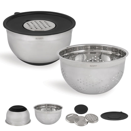 Ruvati 5 quart mixing bowl and colander set with grater attachments (6 piece set) – RVA1255