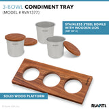 Ruvati Condiment Tray 3 Bowl Serving Board for Workstation Sinks (complete set) – RVA1377