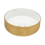 Ruvati 14 inch Bathroom Vessel Sink Round Gold Decorative Art Above Vanity Counter White Ceramic – RVB0314WG