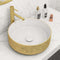 Ruvati 14 inch Bathroom Vessel Sink Round Gold Decorative Art Above Vanity Counter White Ceramic – RVB0314WG