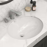 18 x 15 inch Undermount Bathroom Sink White Oval Porcelain Ceramic with Overflow