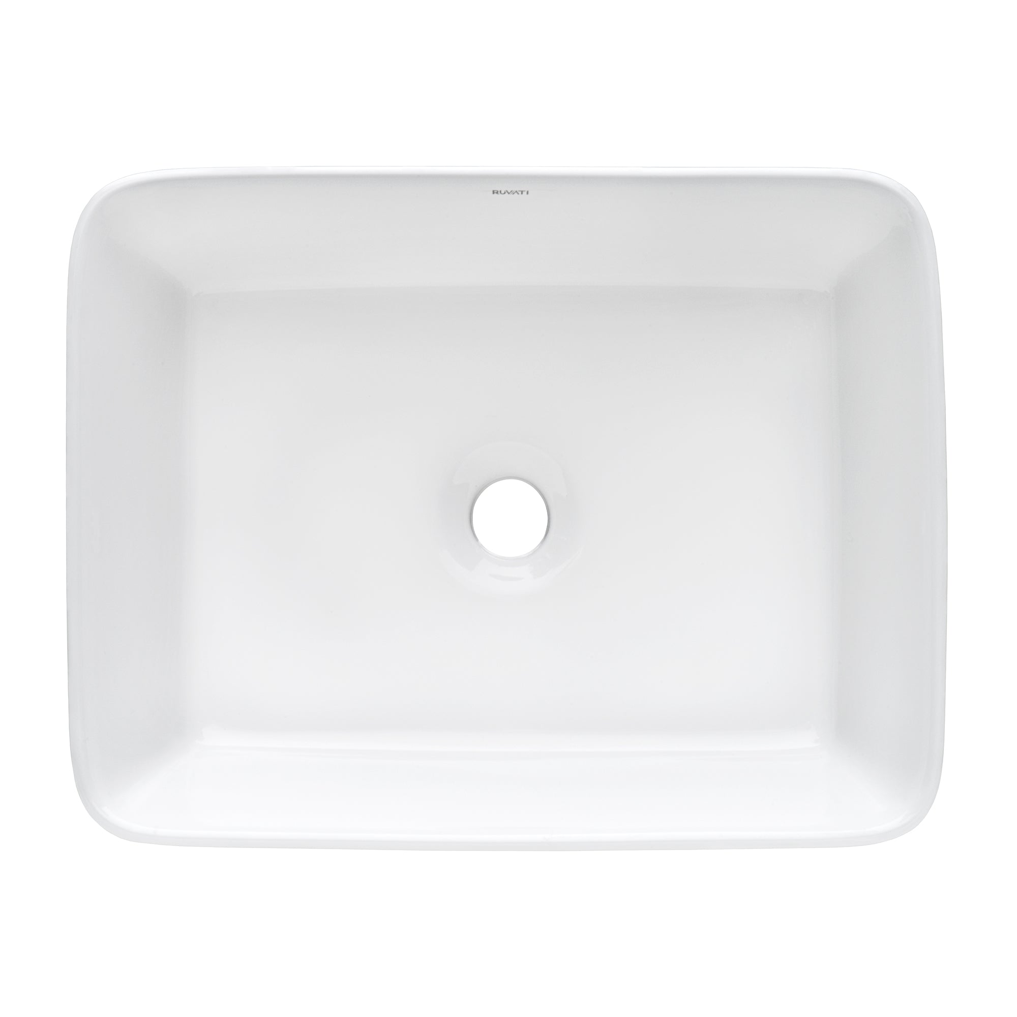 19 x 14 inch Bathroom Vessel Sink White Rectangular Above Vanity Counter Porcelain Ceramic