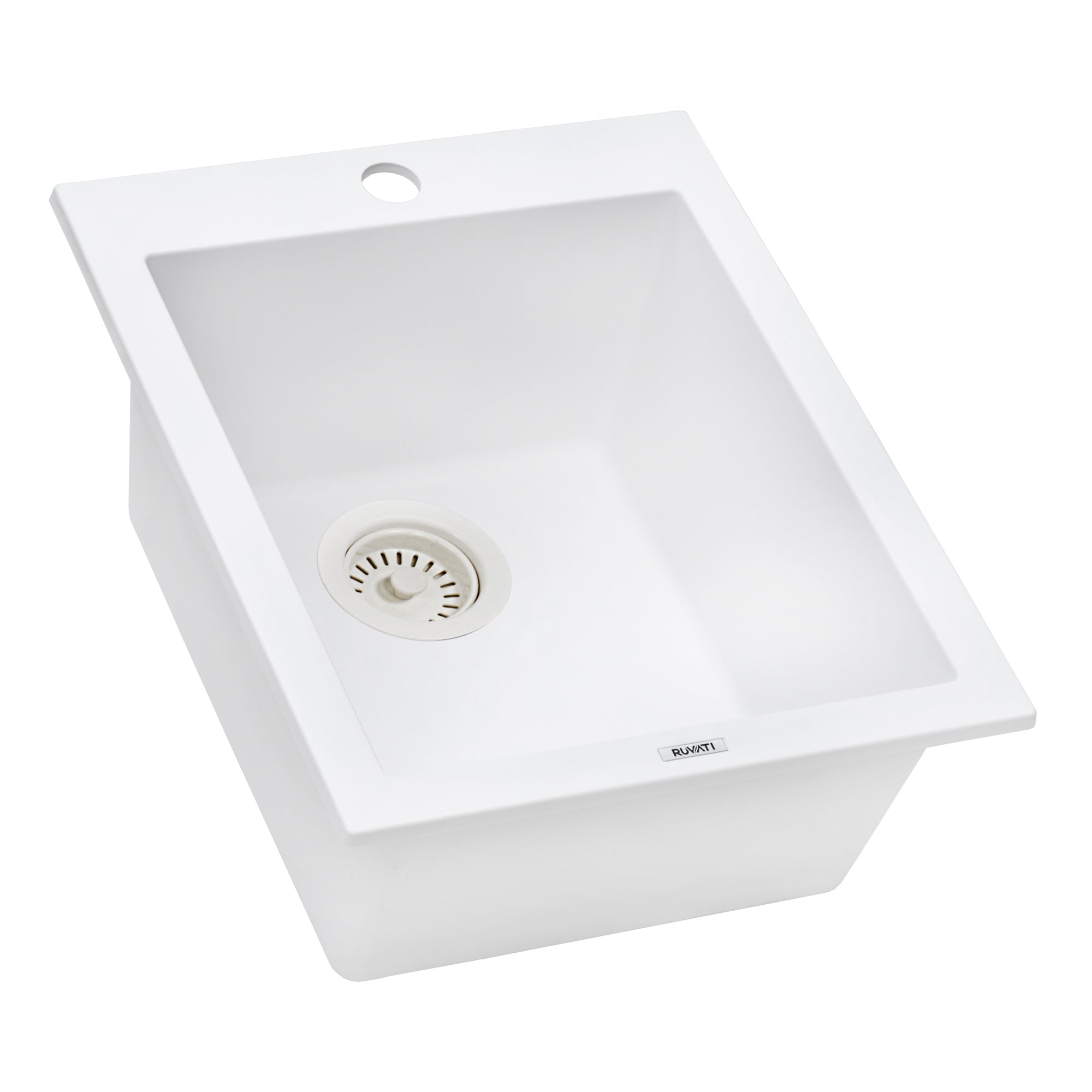 Ruvati 16 x 20 inch epiGranite Drop-in Topmount Granite Composite Single Bowl Kitchen Sink – Arctic White – RVG1016WH