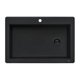 Ruvati 33 x 22 inch epiGranite Drop-in Topmount Granite Composite Single Bowl Kitchen Sink – Midnight Black – RVG1033BK