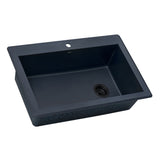 Ruvati 33 x 22 inch Granite Composite Drop-in Topmount Single Bowl Kitchen Sink – Catalina Blue – RVG1033LU