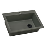 Ruvati 33 x 22 inch Granite Composite Drop-in Topmount Single Bowl Kitchen Sink – Juniper Green – RVG1033RN