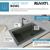 Ruvati 33 x 22 inch Granite Composite Drop-in Topmount Single Bowl Kitchen Sink – Juniper Green – RVG1033RN