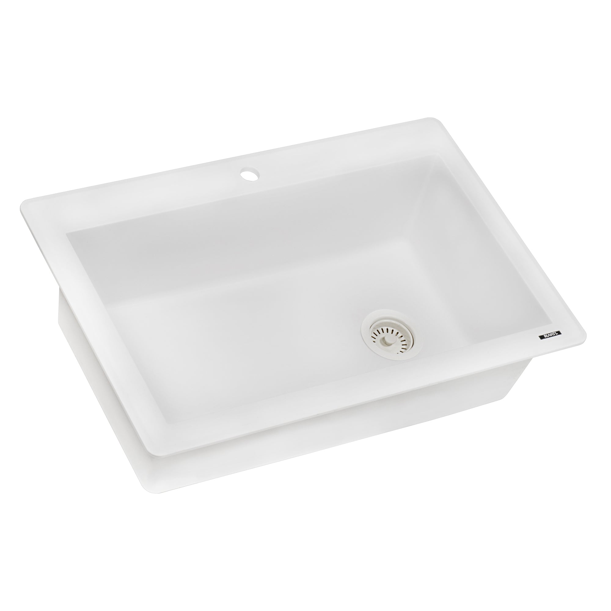 Ruvati 33 x 22 inch epiGranite Drop-in Topmount Granite Composite Single Bowl Kitchen Sink – Arctic White – RVG1033WH