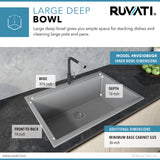 Ruvati 33 x 22 inch epiGranite Drop-in Topmount Granite Composite Single Bowl Kitchen Sink – Silver Gray – RVG1080GR