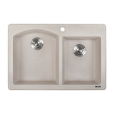 33 x 22 inch epiGranite Dual-Mount Granite Composite Double Bowl Kitchen Sink – Caribbean Sand