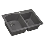 33 x 22 inch epiGranite Dual-Mount Granite Composite Double Bowl Kitchen Sink – Urban Gray