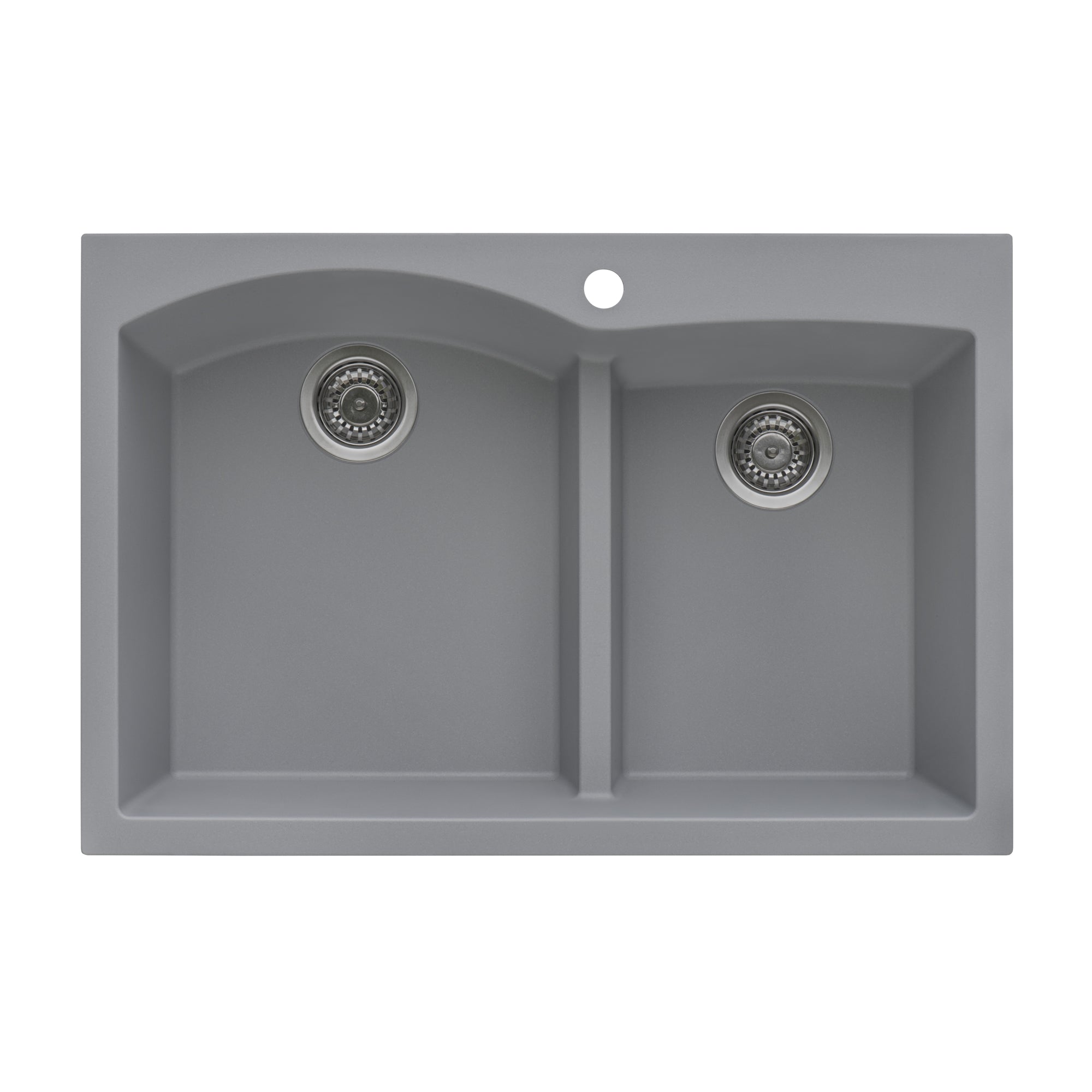 Ruvati 33 x 22 inch epiGranite Drop-in Topmount Granite Composite Double Bowl Kitchen Sink – Silver Gray – RVG1345GR