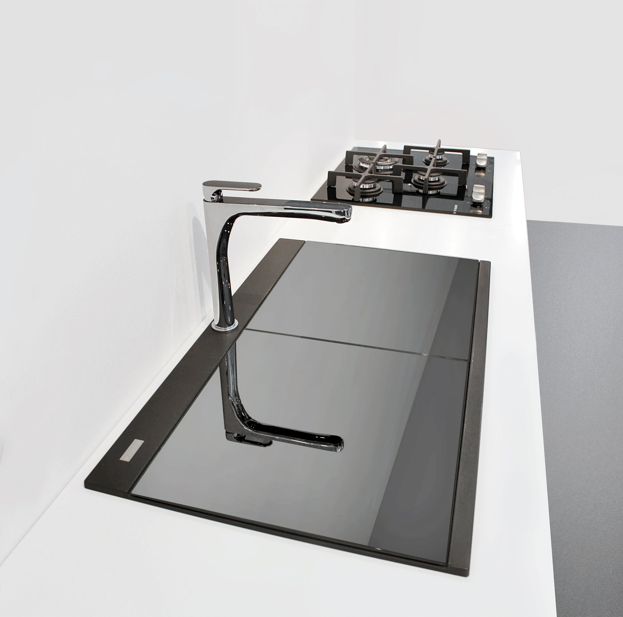 Ruvati - 34 inch epiGranite Topmount Workstation Ledge Granite Composite Kitchen Sink – Midnight Black