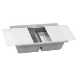 34 inch epiGranite Topmount Workstation Ledge Granite Composite Kitchen Sink – Silver Gray