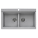 34 inch epiGranite Topmount Workstation Ledge Granite Composite Kitchen Sink – Silver Gray