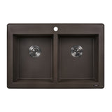 33 x 22 inch epiGranite Dual-Mount Granite Composite Double Bowl Kitchen Sink – Espresso Brown