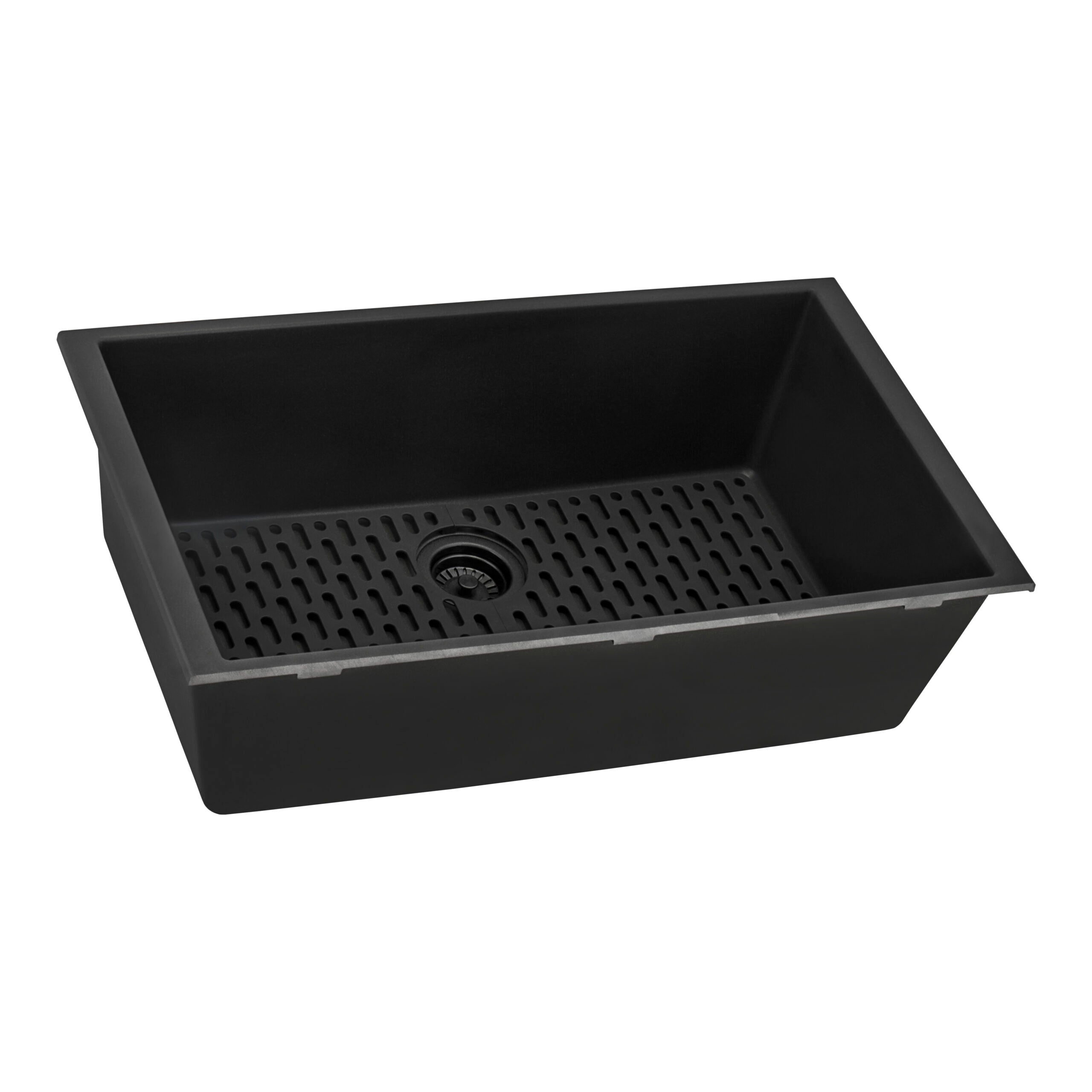 33 x 19 inch Granite Composite Undermount Single Bowl Kitchen Sink – Midnight Black