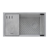 Ruvati 33-inch Undermount Workstation Granite Composite Kitchen Sink Silver Gray – RVG2302GR
